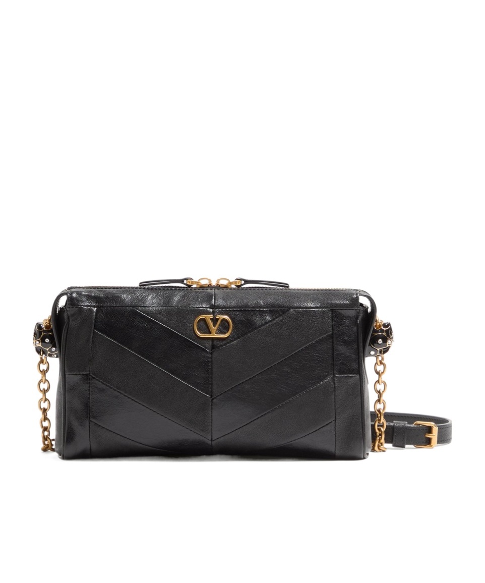 Valentino Panthea Chevron Cross Body Bag In Black
