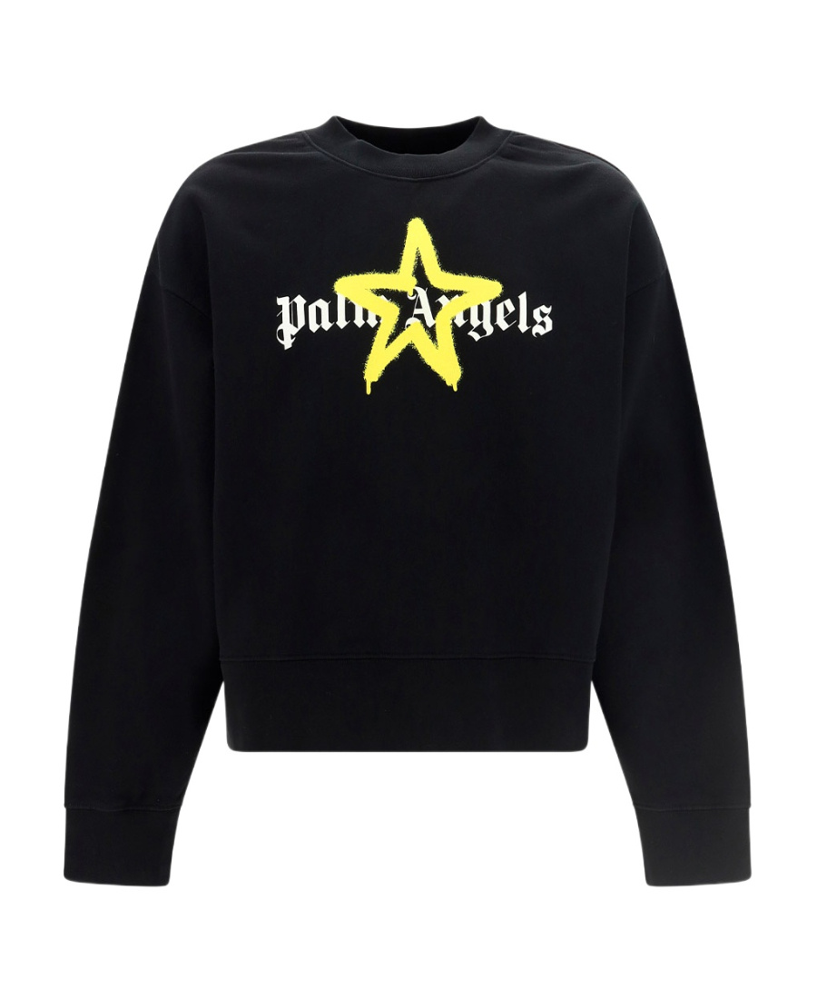 Palm Angels Star Sprayed-print Sweatshirt In Black