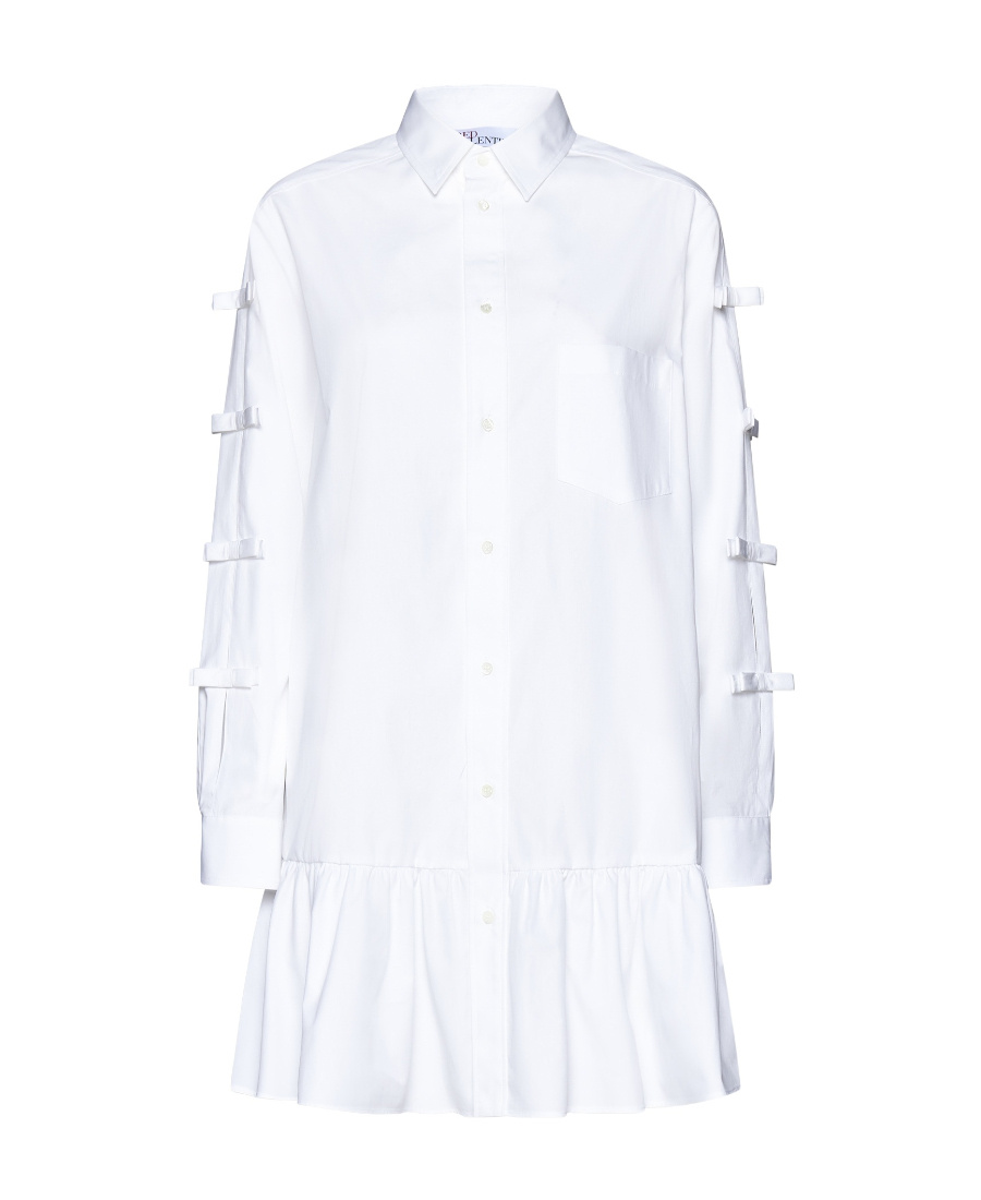 Red Valentino Long-sleeved Shirt Dress In White