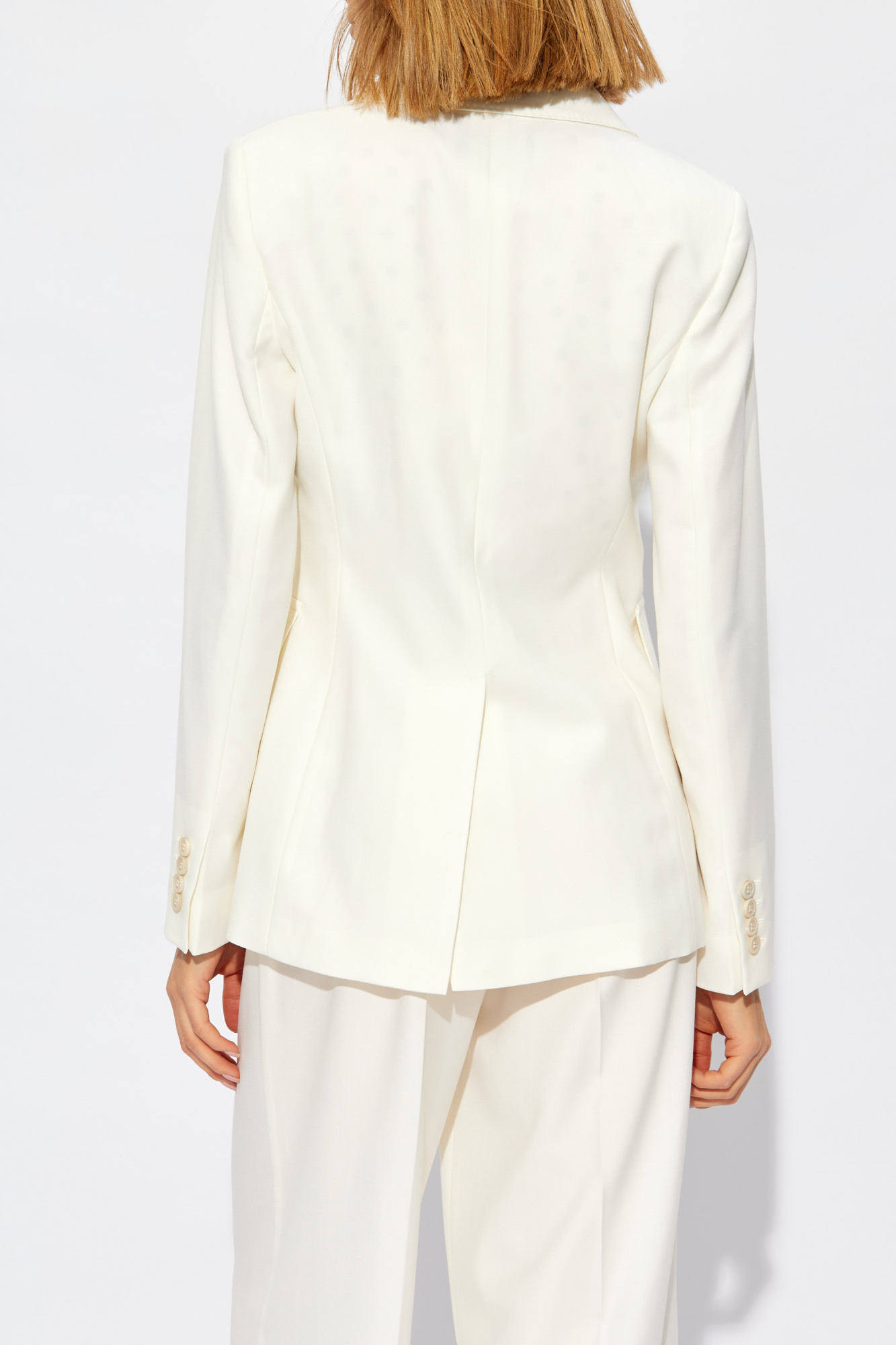 Max Mara Double-breasted Virgin-wool Blazer In White