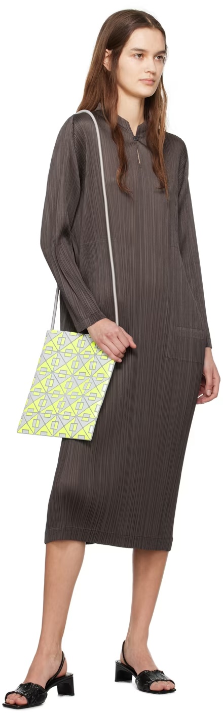 Bao Bao Issey Miyake Triangular Checkered Shoulder Bag In Green
