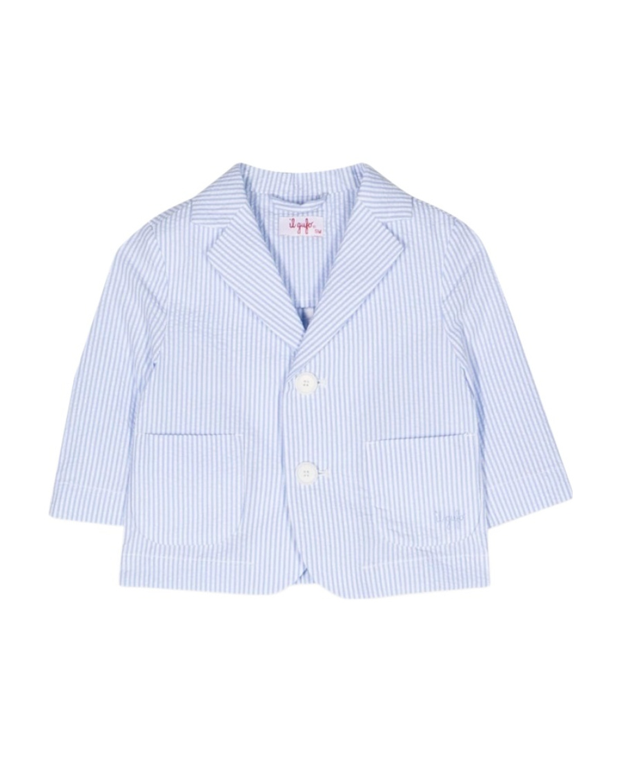 Il Gufo Stripe-pattern Cotton Blazer In Blue