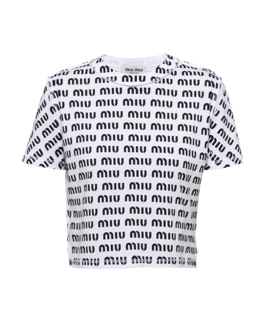 Miu Miu Logo-print T-shirt In White