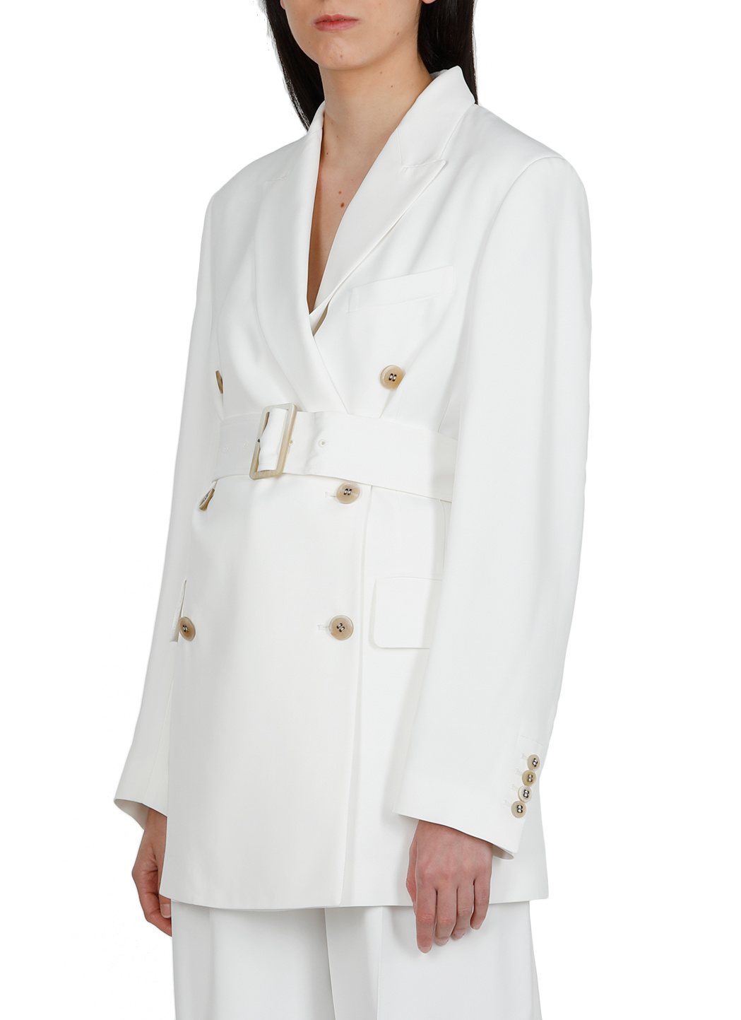 Golden Goose Double-breasted Belted Blazer In White