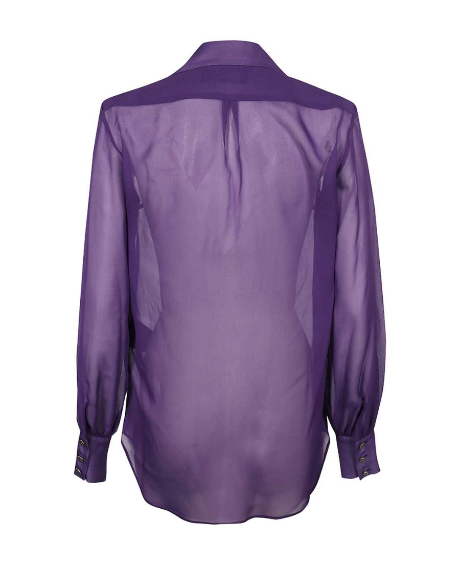 John Richmond Long-sleeved Button-cuff Shirt In Purple