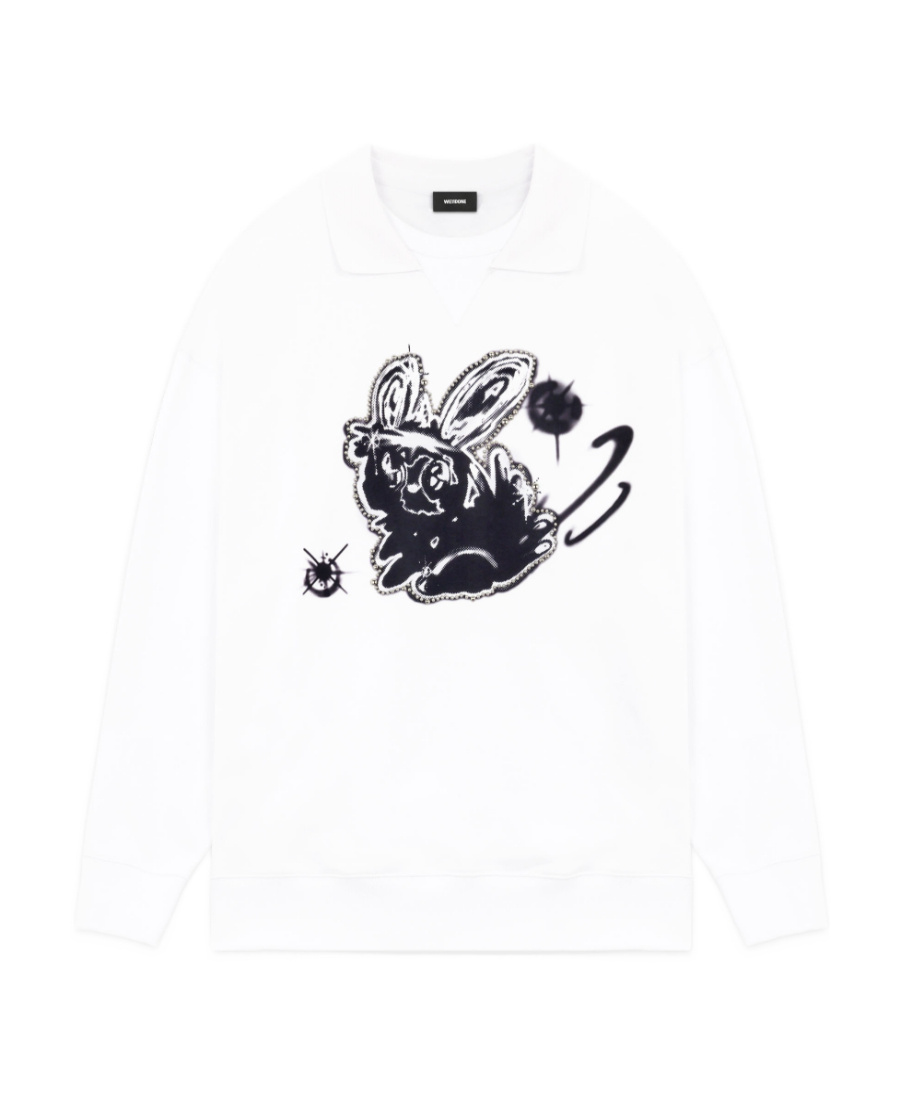 We11 Done Print Sweater In White