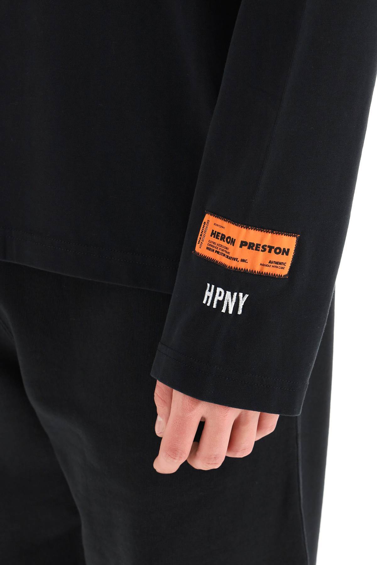 Heron Preston Black Turtleneck Pullover With Contrasting Logo Embroidery In Cotton Man In Black