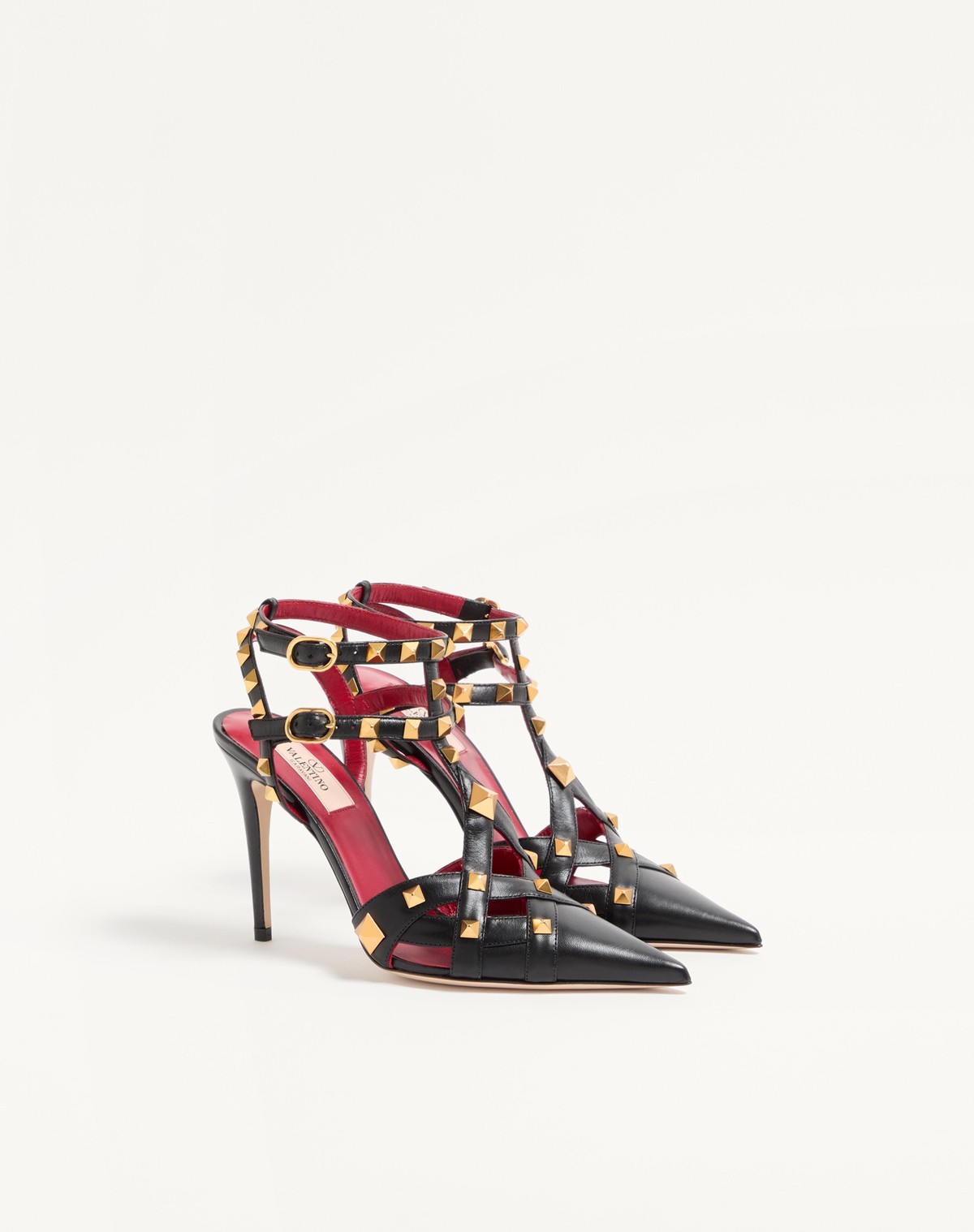 Valentino Studdy Kidskin Pumps 100mm In Black