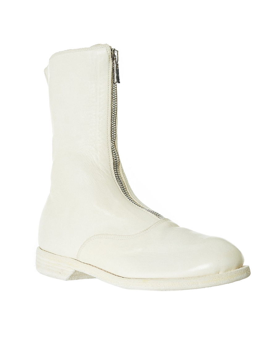 Guidi Women 310 Front Zip Military Boot In White