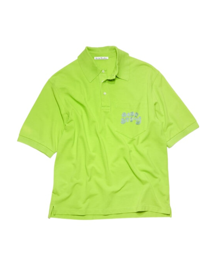 Acne Studios Drop Shoulder Polo Shirt In Green
