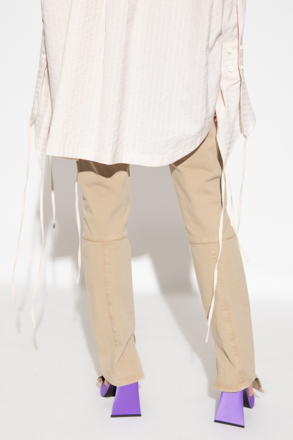 Attico Slit-hem Straight-leg Jeans In Nude