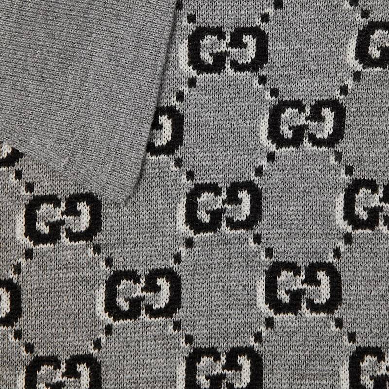 Gucci Women Gg Wool Dress With Ribbed Profiles In Gray