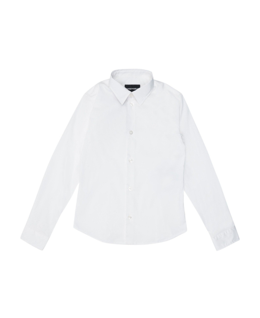 Emporio Armani Teen Embroidered Logo Shirt In White