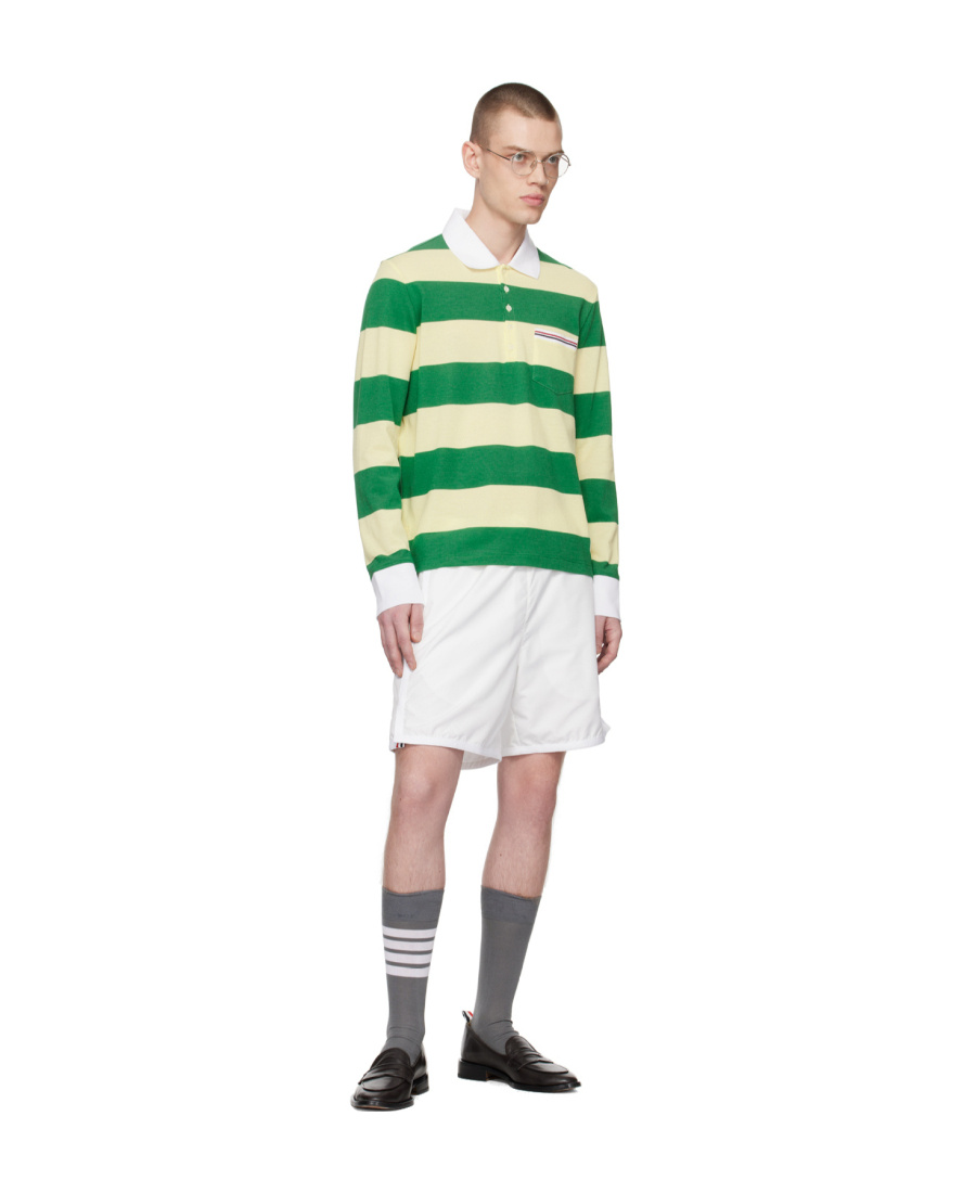 Thom Browne Polo-style Stripe Sweatshirt In Green