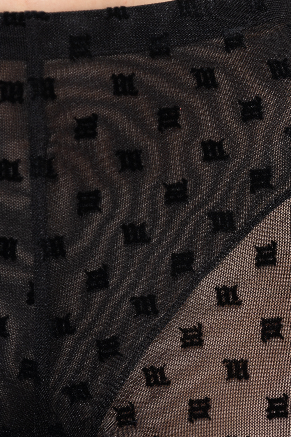 Misbhv Flocked Monogram Sheer Trousers In Black
