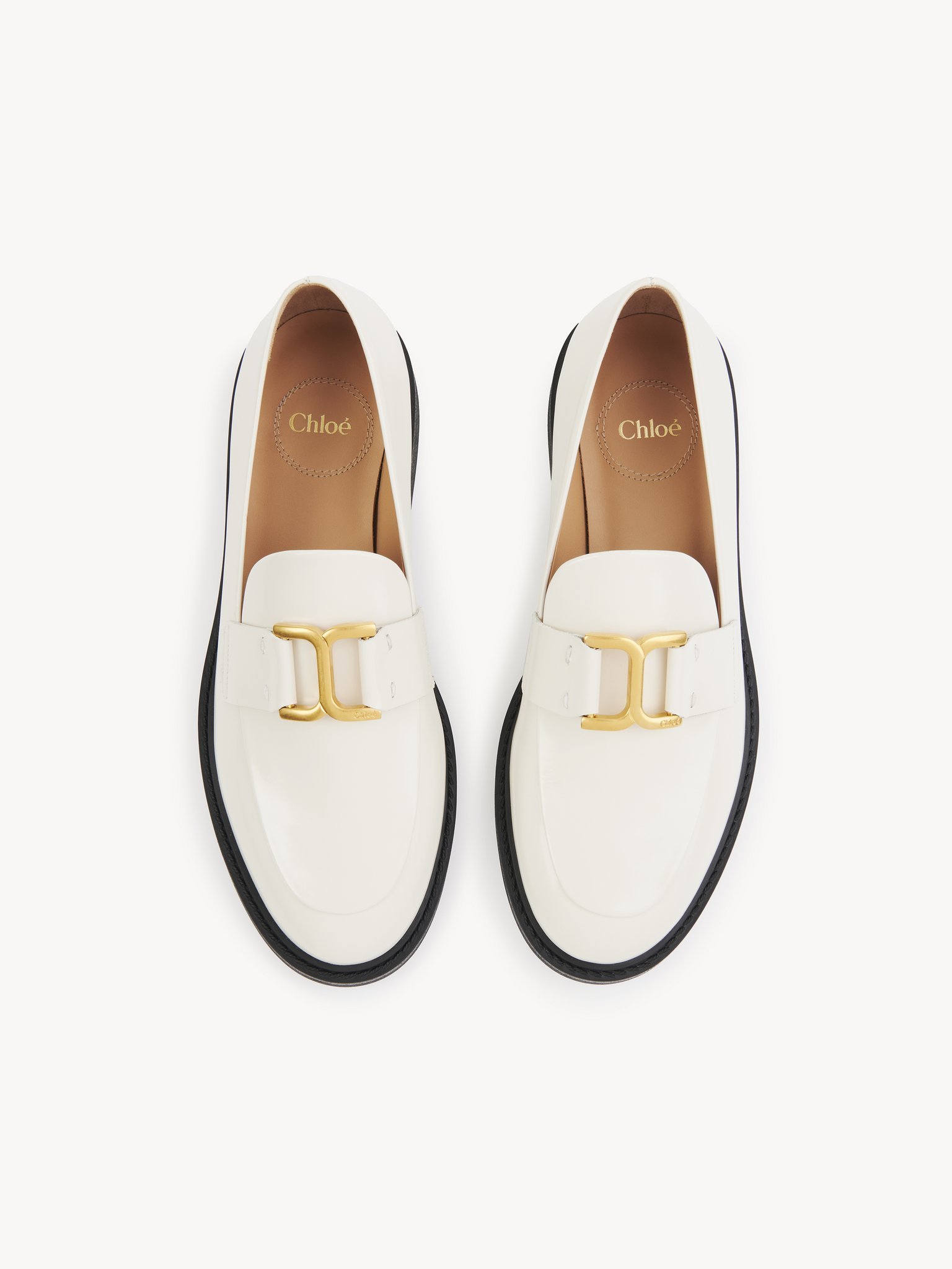 Chloé Marcie Embellished Leather Loafers In White