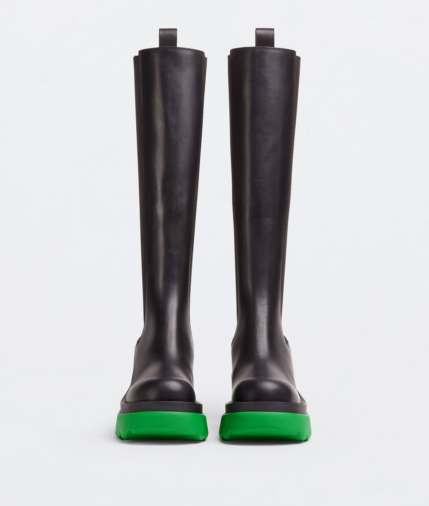 Bottega Veneta Contrasting-sole Block-heel Boots In Black