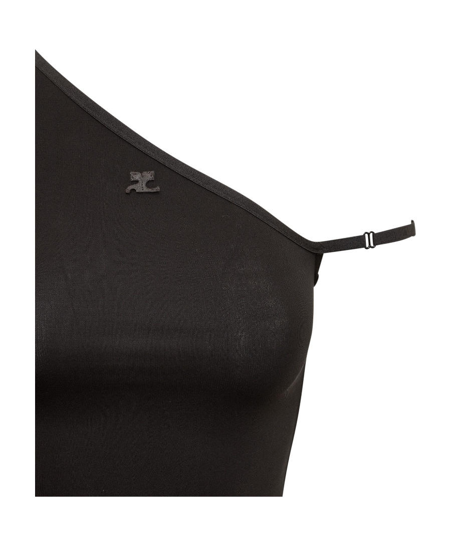 Shop Courrèges Logo-plaque Stretch Top In Black