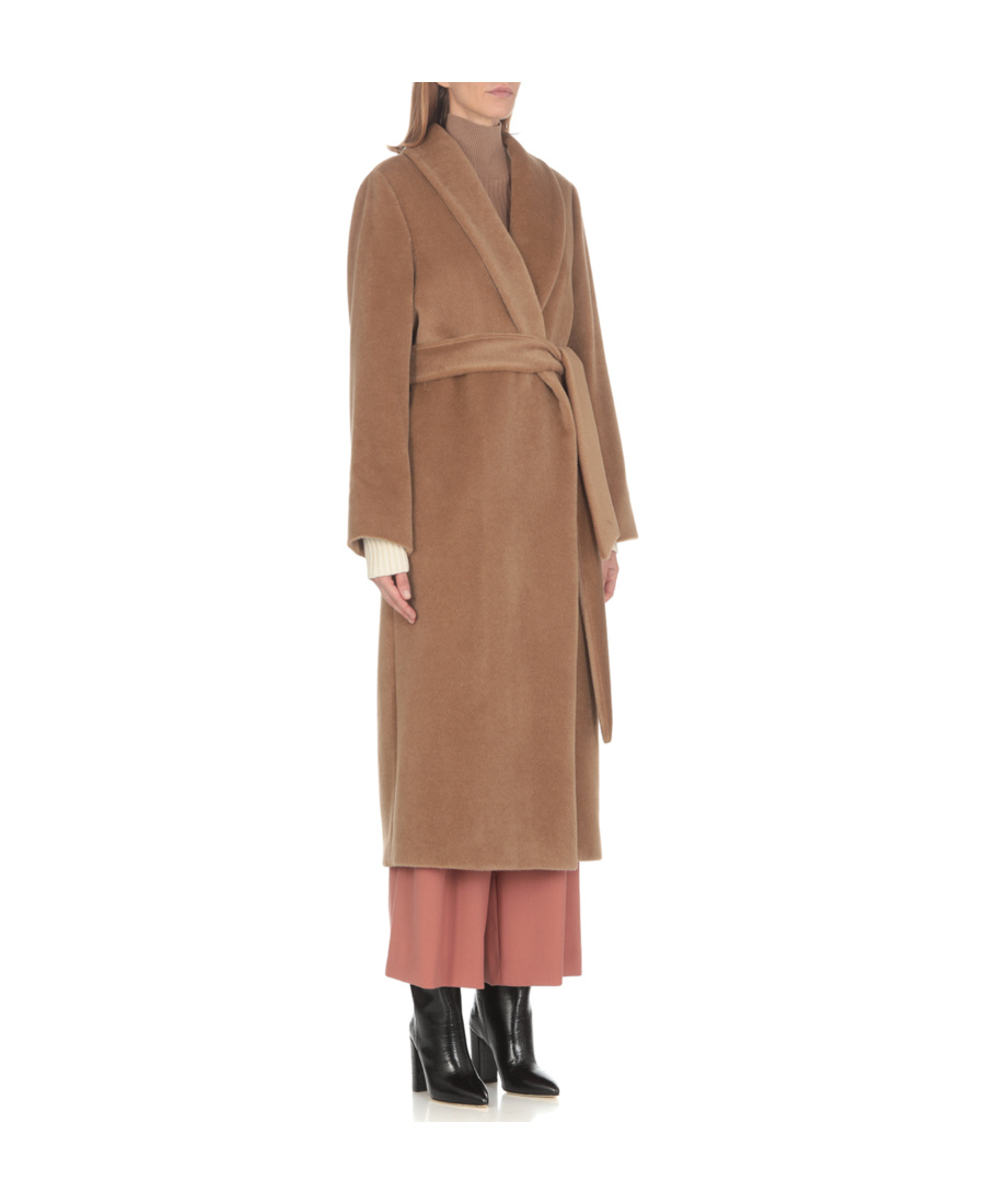 Max Mara Long-sleeved Lapel Coat In Brown