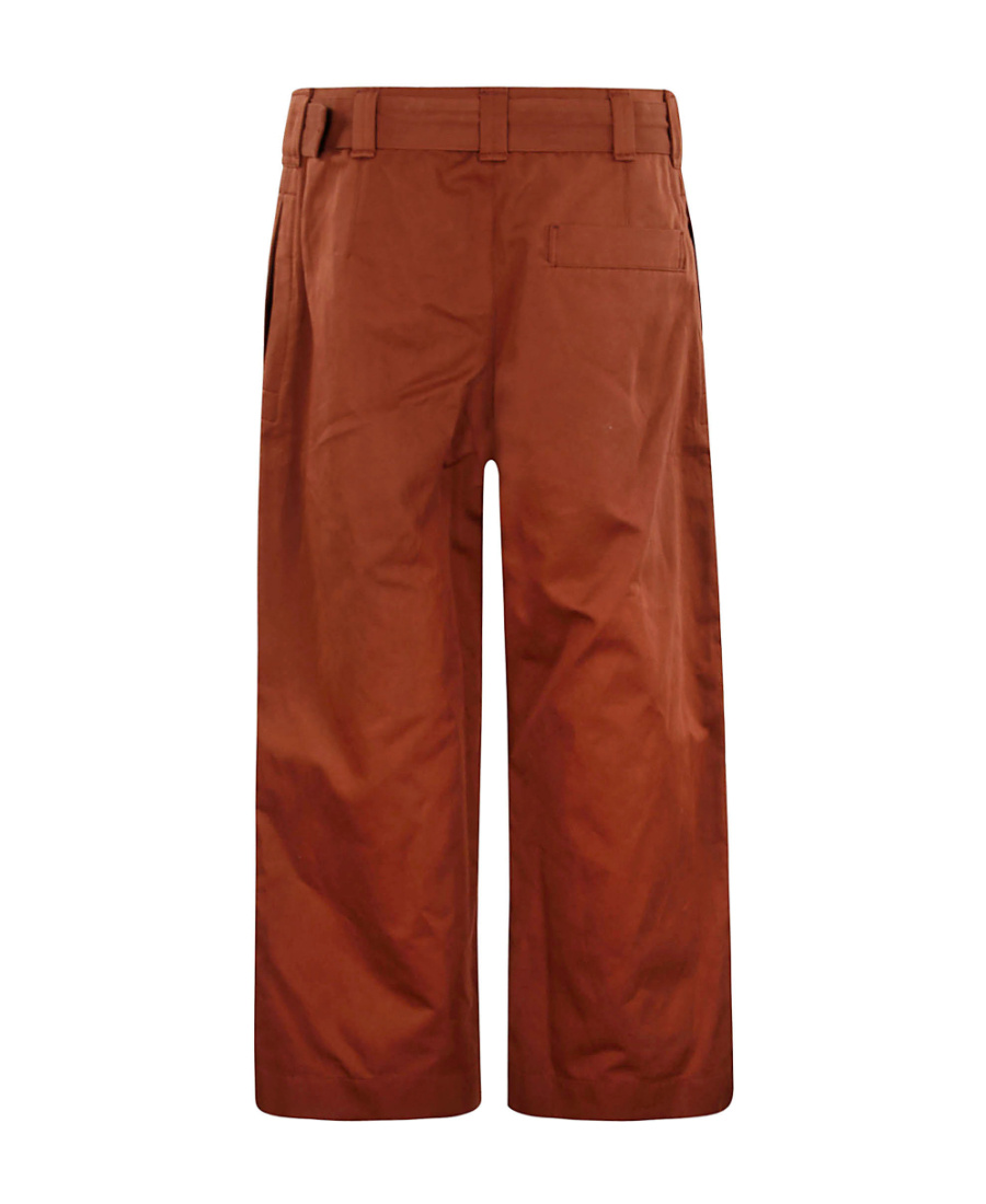 Lemaire Wide-leg Cotton-linen Trousers In Red