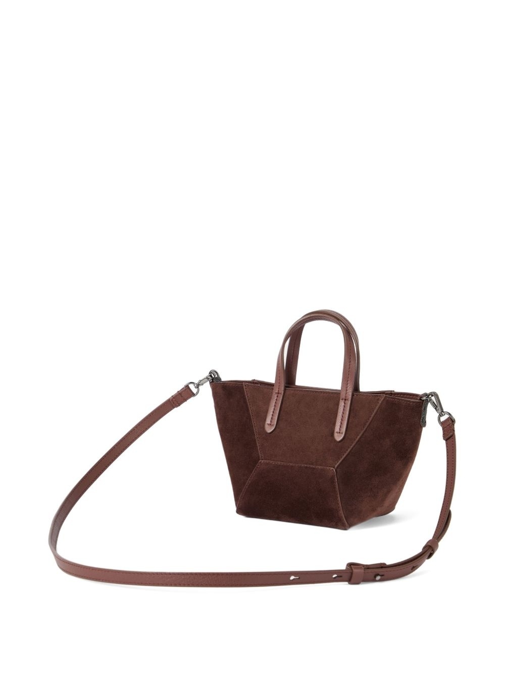 Brunello Cucinelli Leather Tote Bag Adjustable Strap In Burgundy