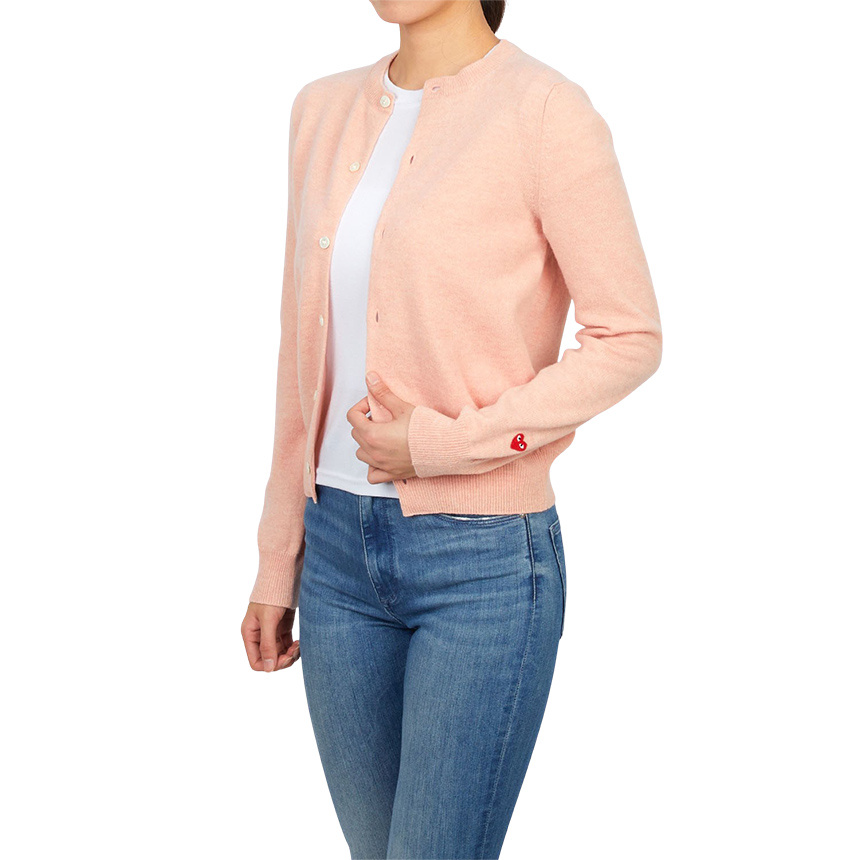 Comme Des Garçons Long-sleeved Cardigan In Pink