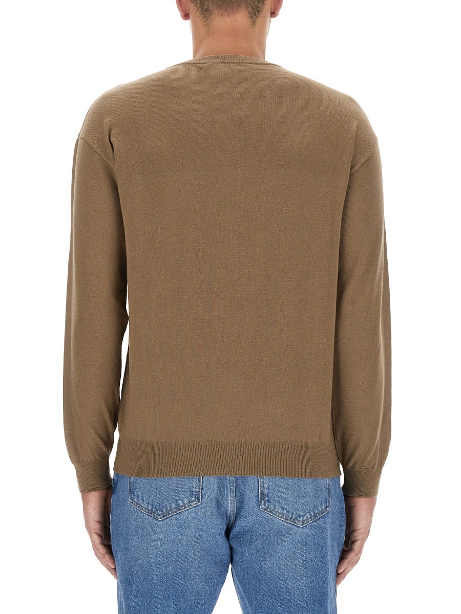 Moschino Jersey With Logo In Brown