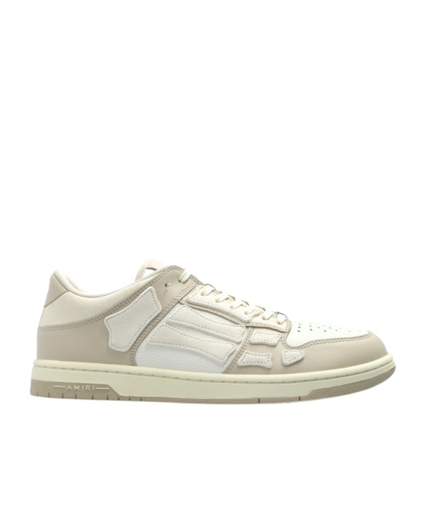 Amiri Skel Top Low White Sneakers With Skeleton Patch In Leather Man In White