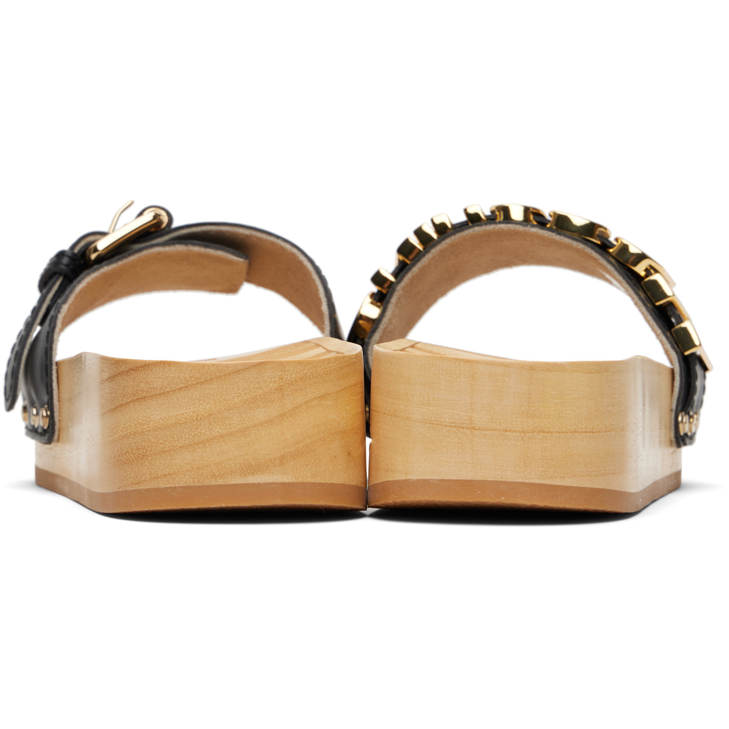 Moschino Platform Clog Sandals Open Toe Studs In Black