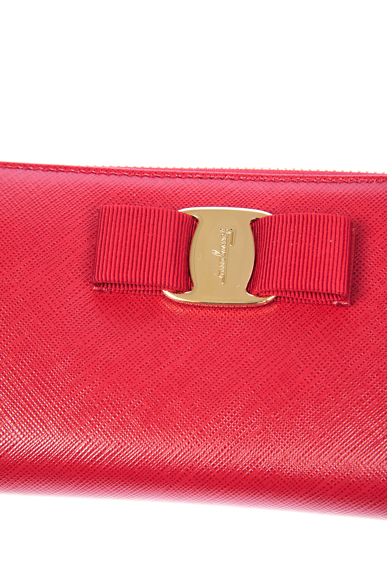 Ferragamo Logo Long Purse In Red