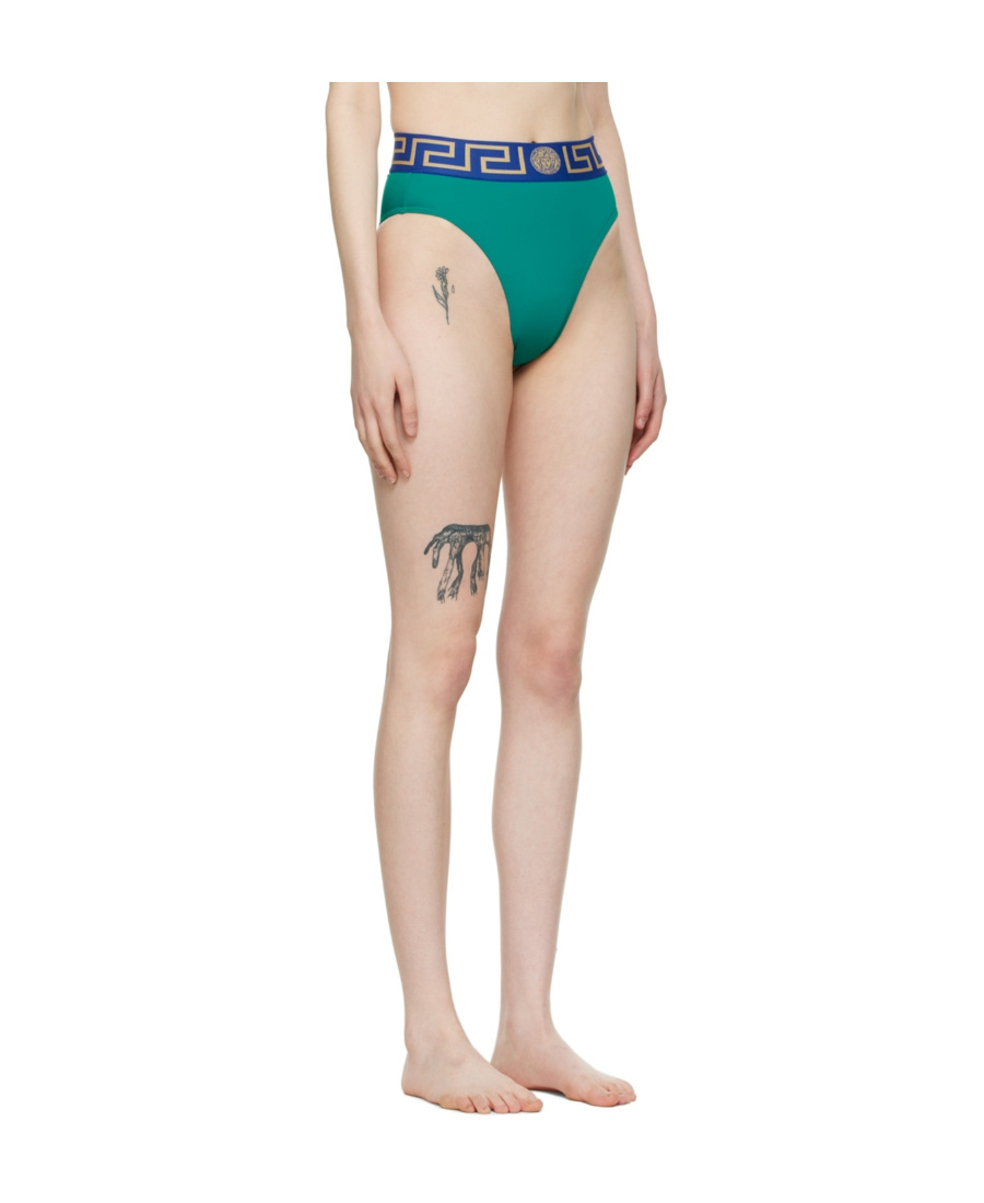 Versace Logo High-rise Swimsuit In Nude