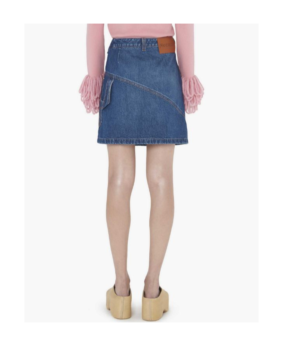 Jw Anderson Twisted Mini Denim Skirt In Blue