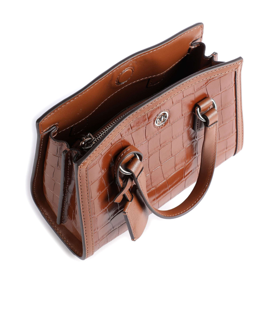 Michael Kors Crocodile-effect Logo-plaque Tote Bag In Brown