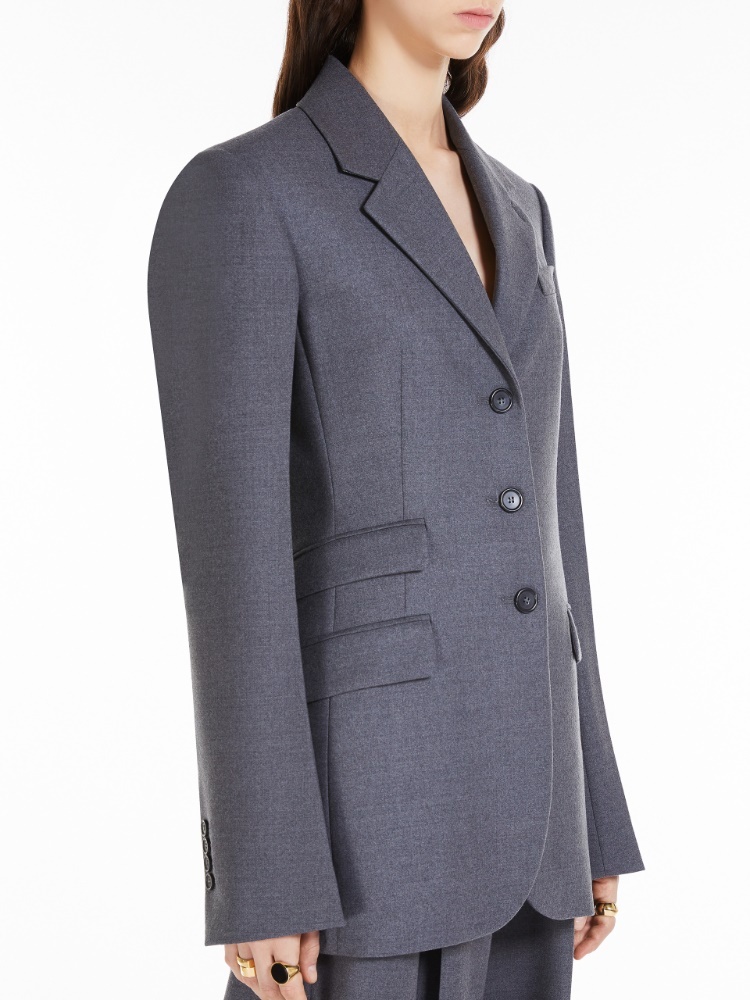 Sportmax Single-breasted Tailored Blazer In Gray