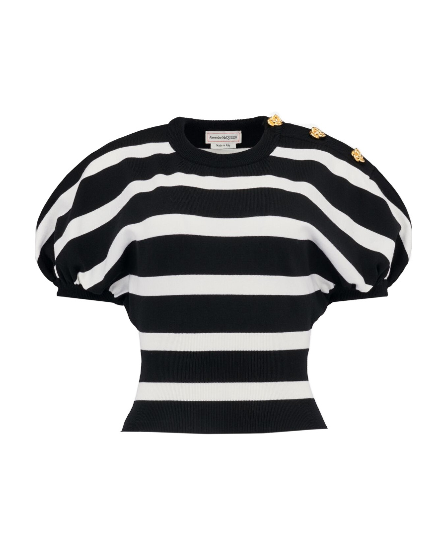 Alexander Mcqueen Wool Striped Sweater In Black