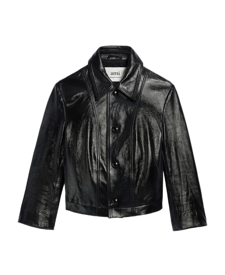 Ami Alexandre Mattiussi Ami Buttoned Leather Jacket In Black