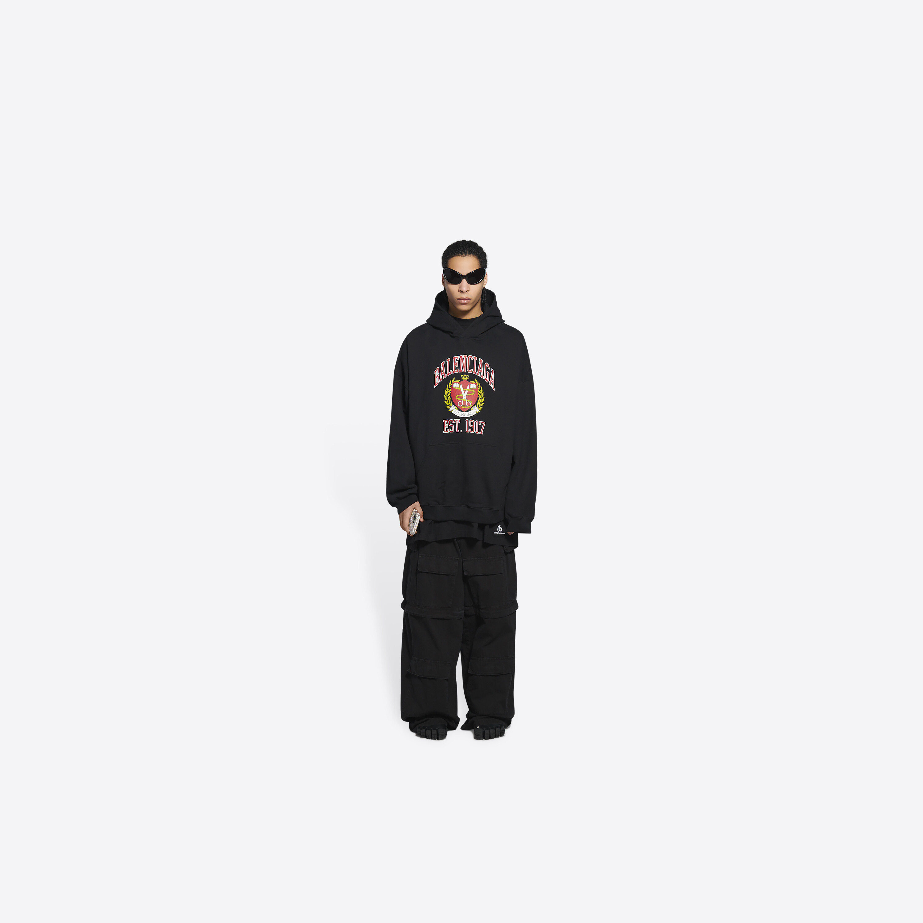 Balenciaga Logo-print Hoodie In Black