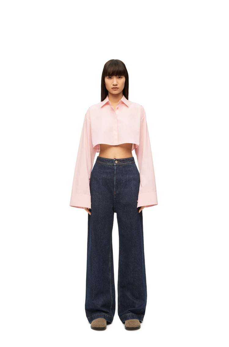 Loewe Cropped Shirt In Cotton In Pink
