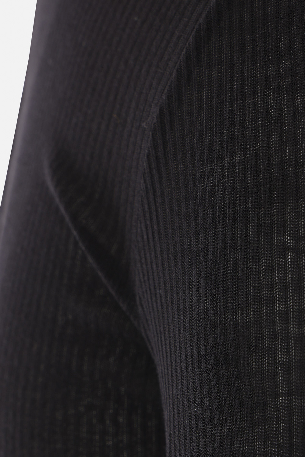 Rick Owens Ribbed Long-sleeve Top With Signature Back Stitching In Black