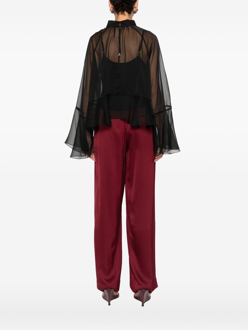 Twinset Ruffled High-neck Top In Black