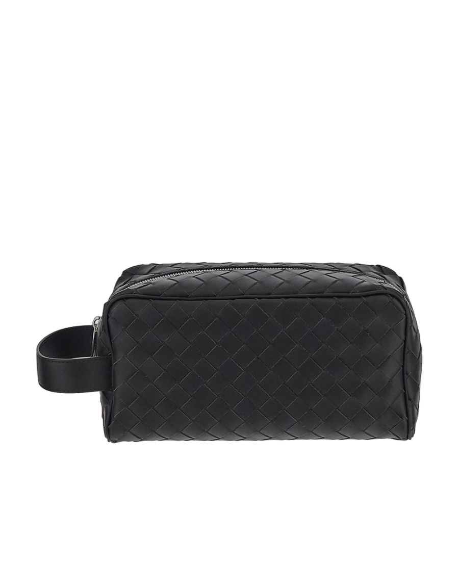 Bottega Veneta Logo Clutch In Black
