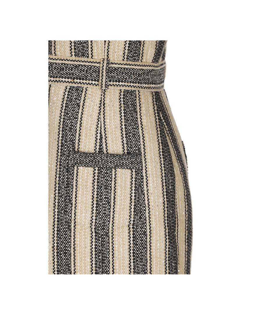Balmain Stiped Pique Dress In Nude