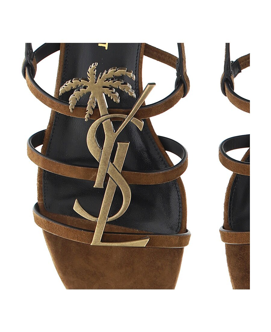 Saint Laurent Cassandra Sandals In Brown