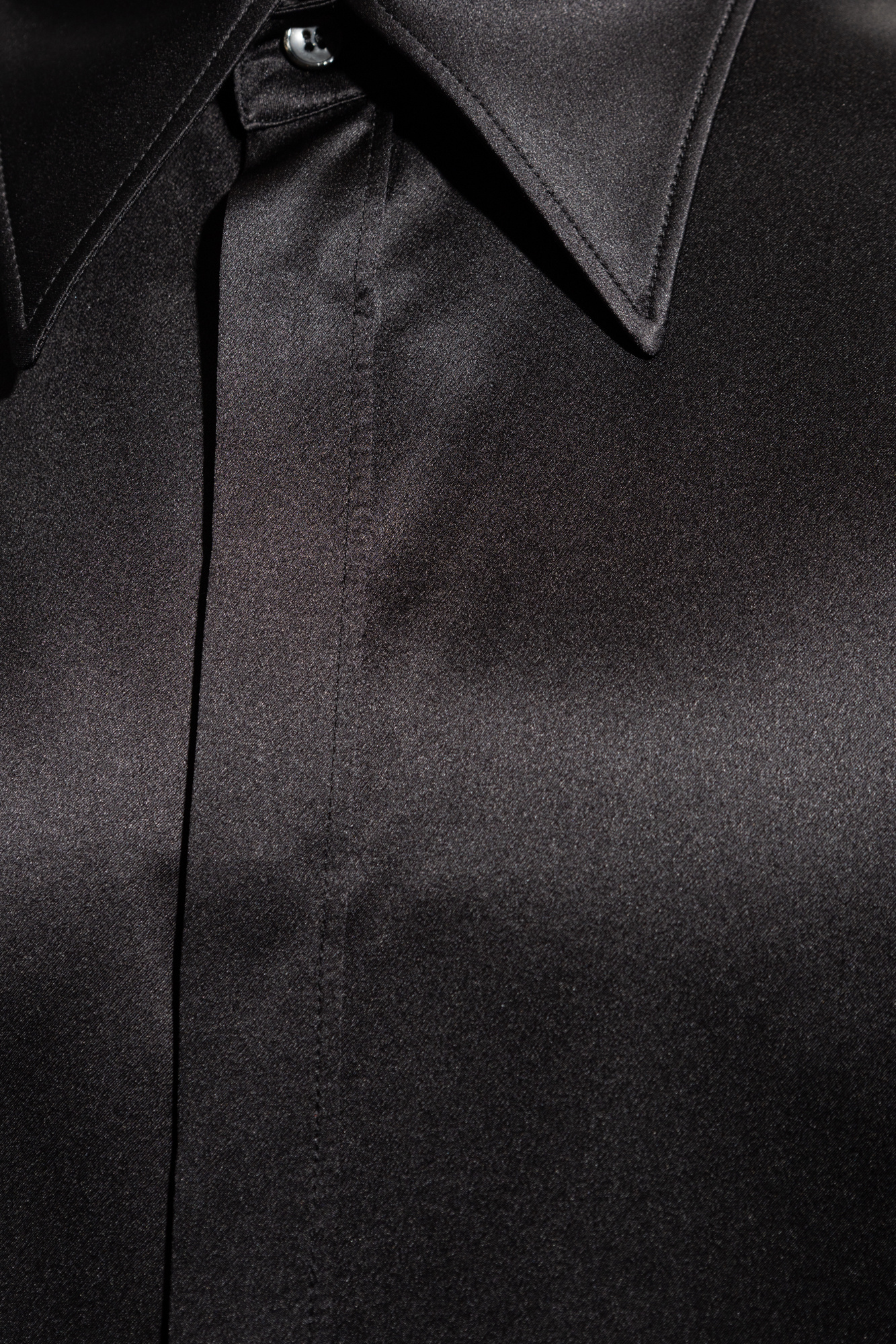 Dolce & Gabbana Long Sleeve Printed Silk Shirt In Black