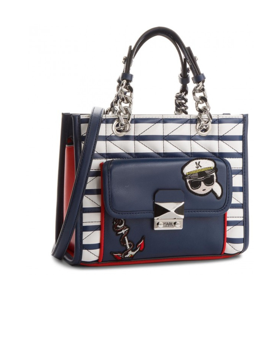 Karl Lagerfeld Logo Color Matching Design Shoulder Bag In Blue