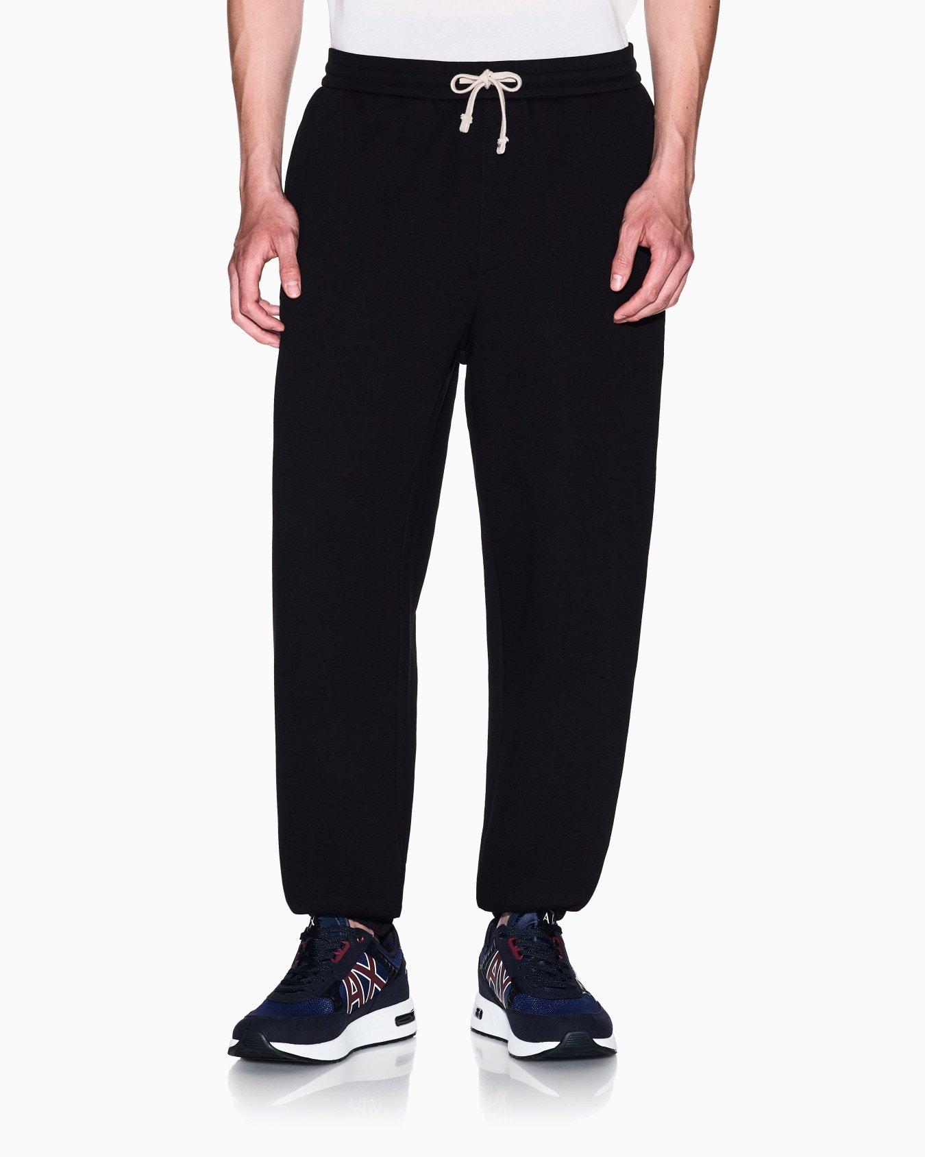 Armani Exchange Cotton-blend Piqué Track Pants In Black