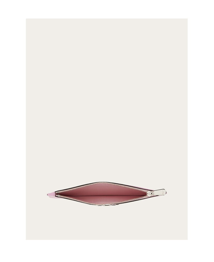 Ferragamo Gancini Zipped Leather Cardholder In Pink