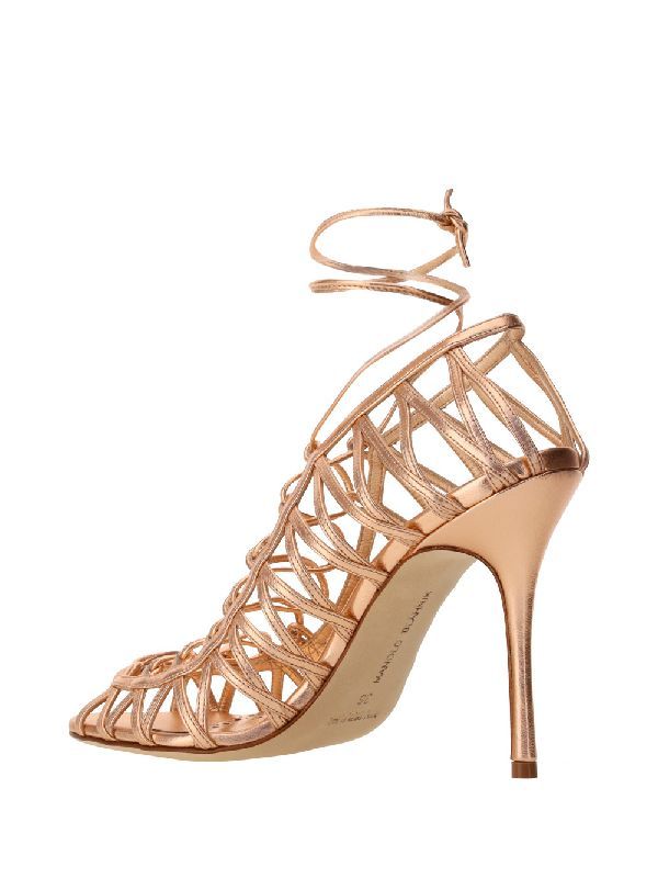 MANOLO BLAHNIK LOGO HIGH-HEELED SANDALS
