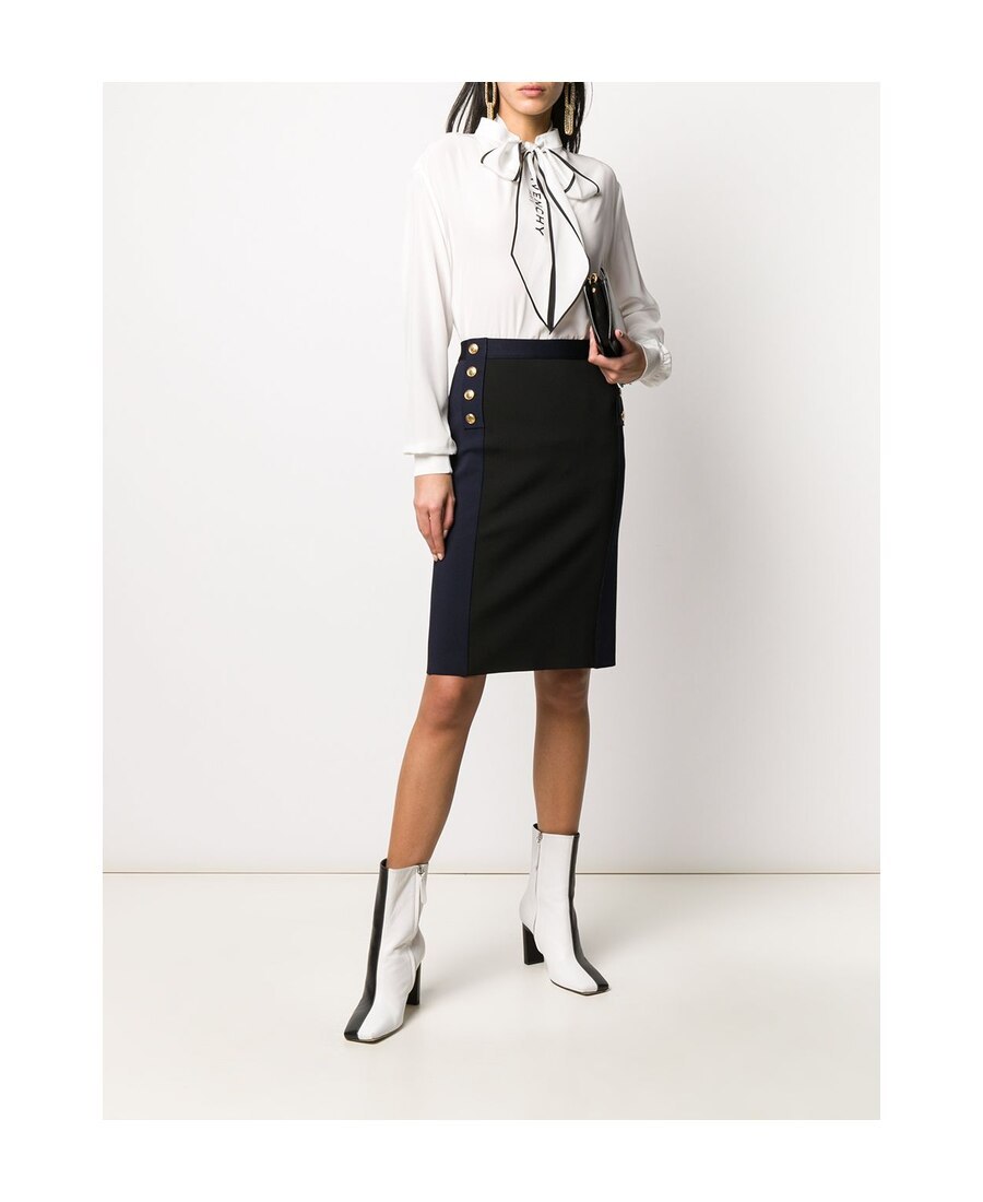 Givenchy High-waisted Two-tone Skirt In Black