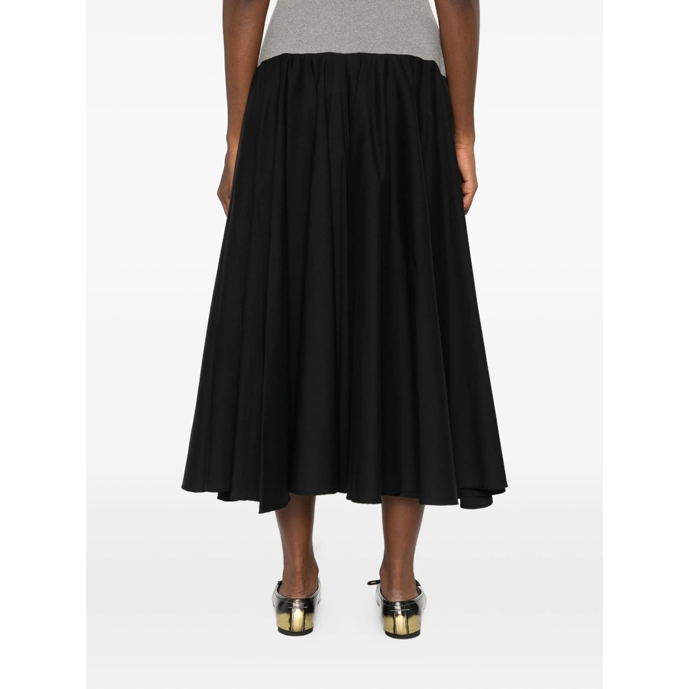 Gimaguas Two-tone Flared-hem Midi Skirt In Black